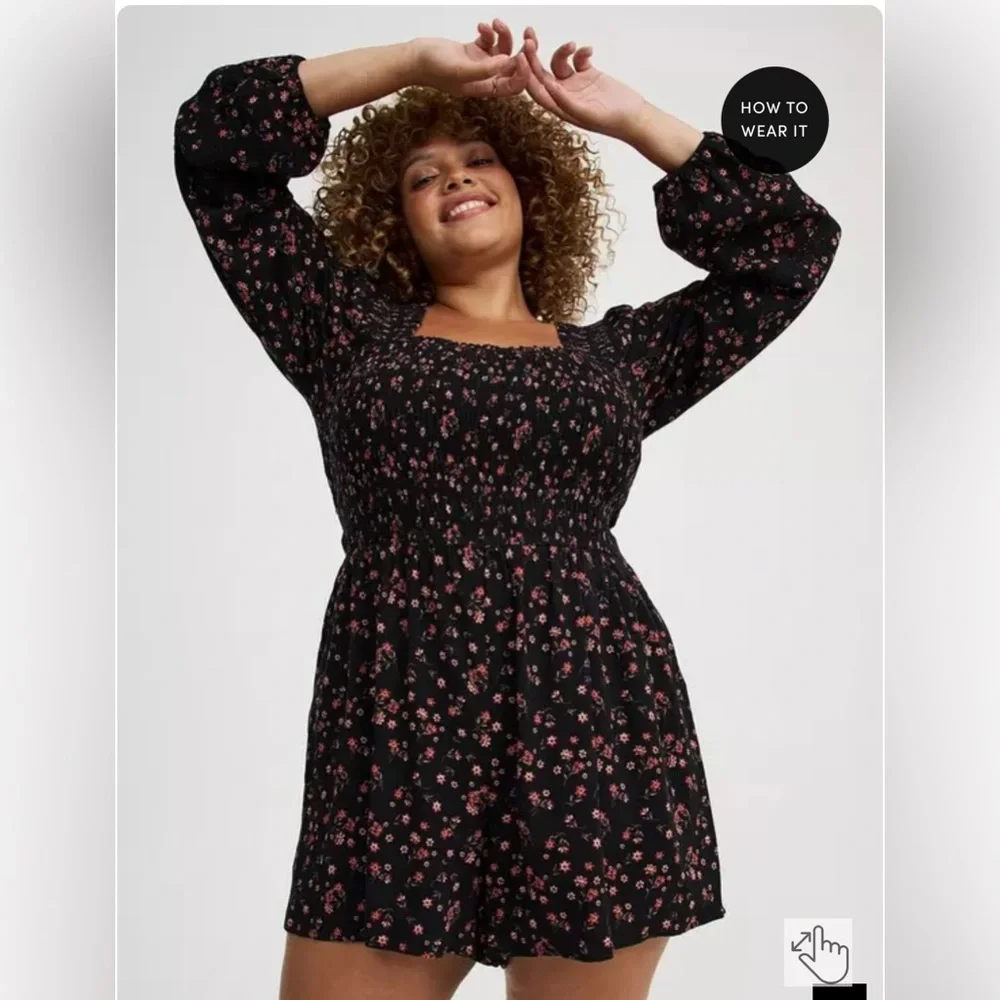 NEW Torrid Floral Long Sleeve Romper - Picture 2 of 5